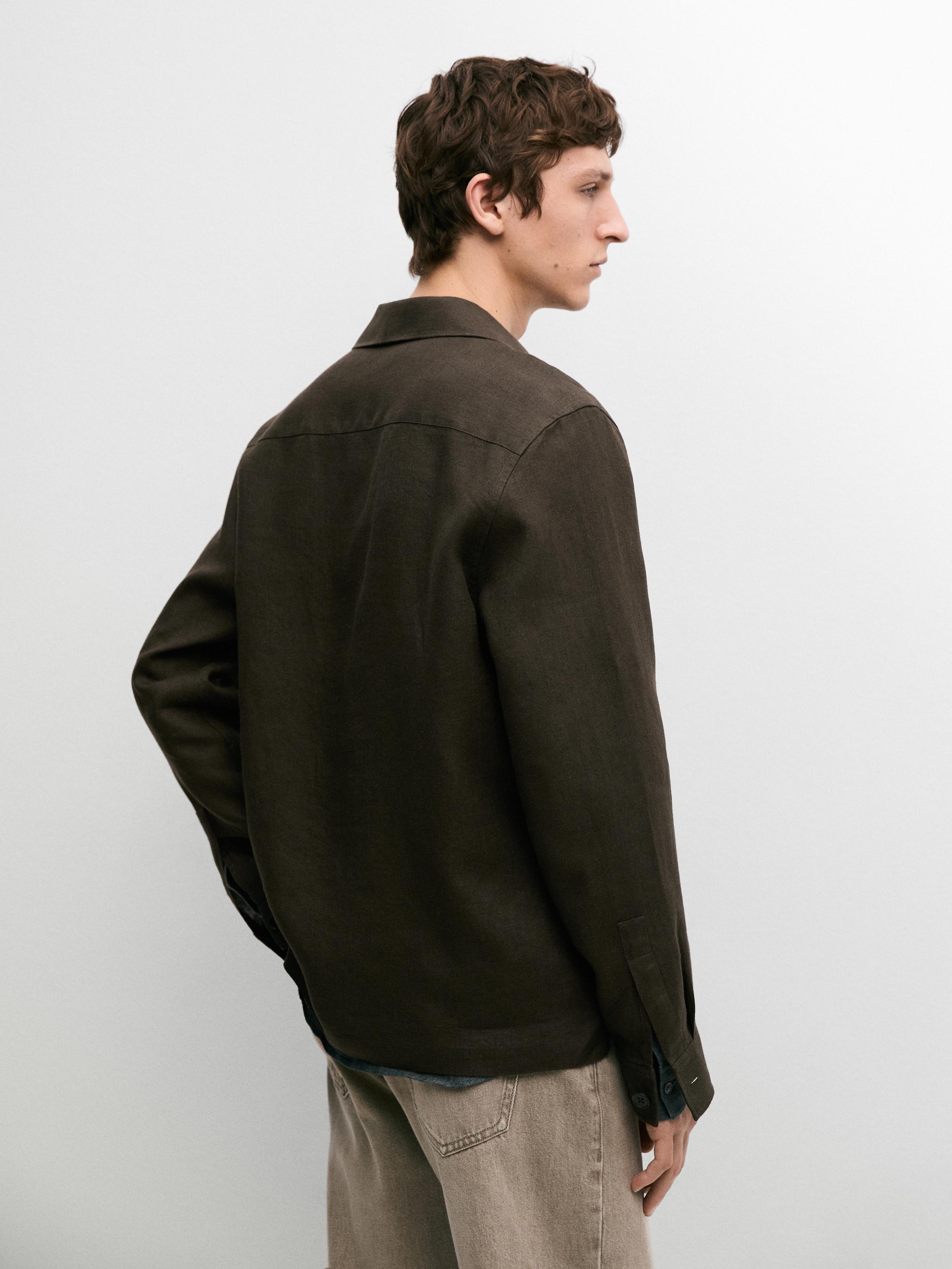 Total look linen overshirt with pockets